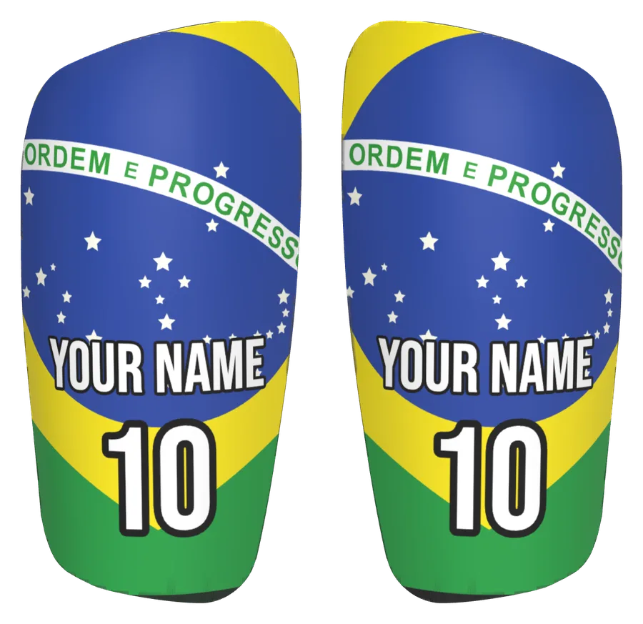 Custom Brazil flag shin pads