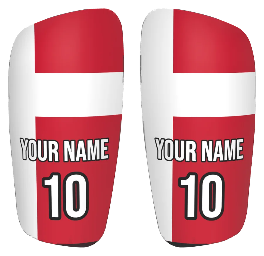 Custom Denmark flag shin pads