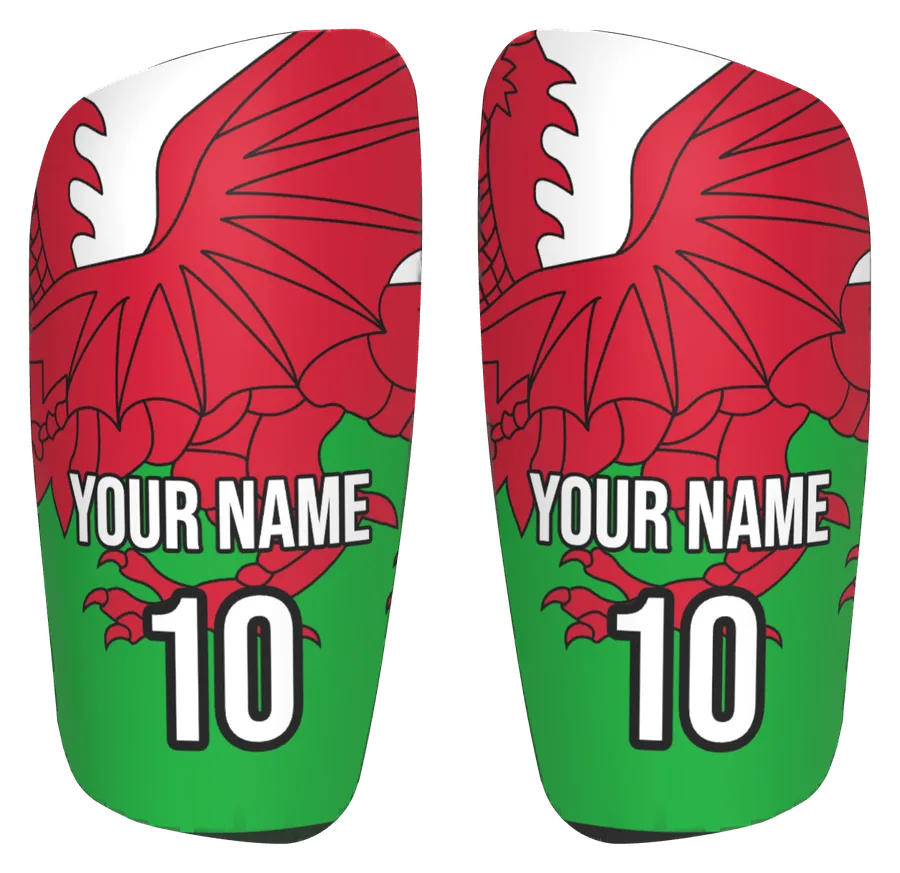 Custom Wales flag shin pads