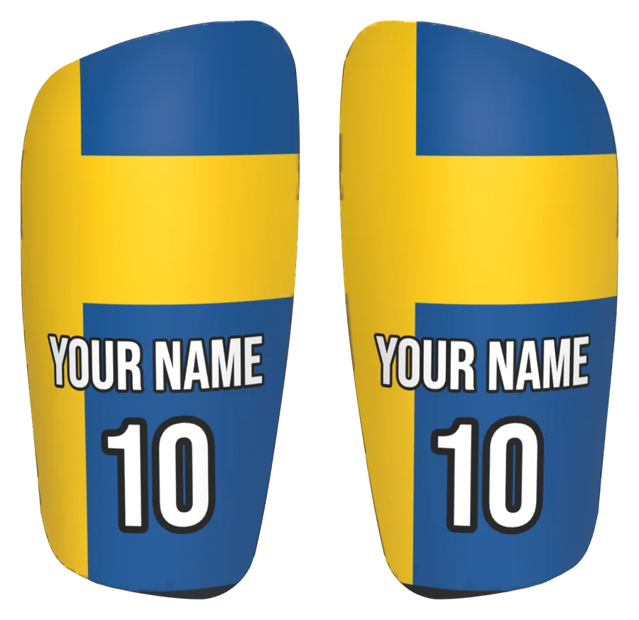 Custom Sweden flag shin pads