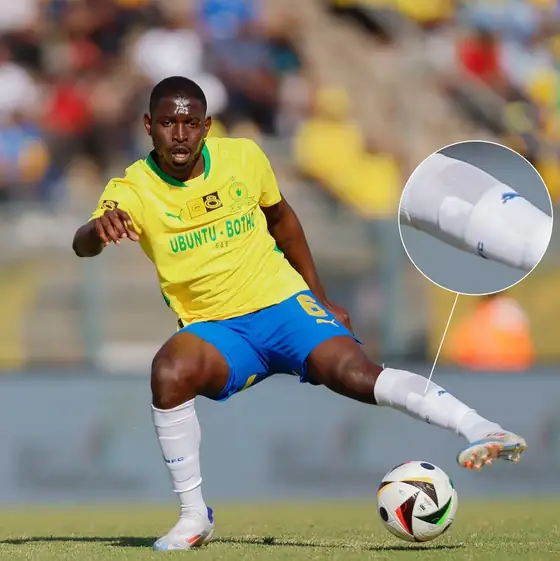 Aubrey Modiba wearing Strapzy's shin pads