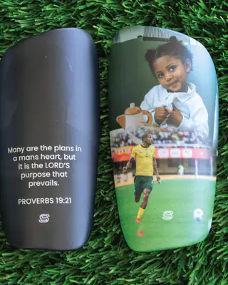 Custom photo print on shin pads