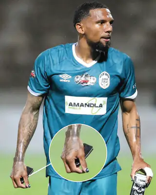 AmaZulu player with custom shin pads