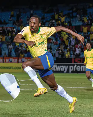 Sundowns player with custom shin pads